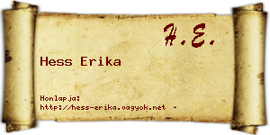 Hess Erika névjegykártya